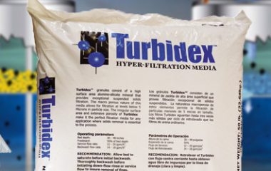 Turbidex® está compuesto por un mineral alumino-silicato de alta superficie que ofrece una filtración de sólidos suspendidos excepcional. La naturaleza macroporosa de este medio filtrante, permite la filtración a un nivel de partículas de 5 micras. Los filtros con Turbidex® pueden retener hasta tres veces más sólidos por ciclo entre retrolavados que los filtros comunes [&hellip;]